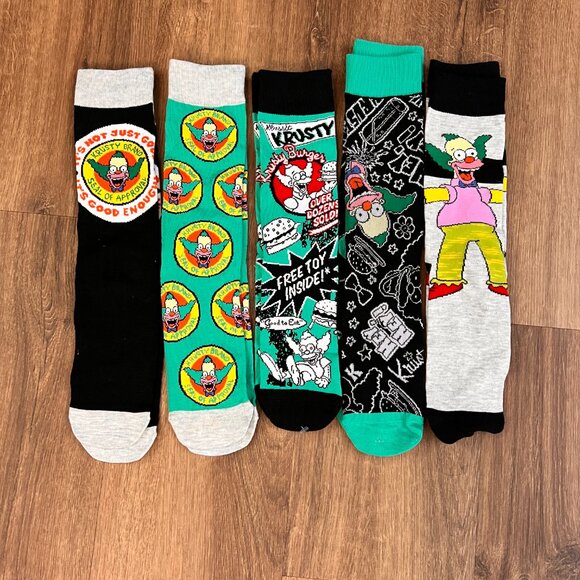 NEW Simpsons Krusty Clown Adult Novelty Sock Bundle - Picture 5 of 8